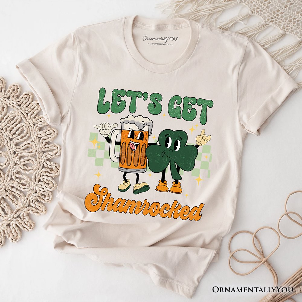 Let’s Get Shamrocked St Patrick’s Day T-Shirt, Funny Beer and Clover Drinking Tee T-Shirts OrnamentallyYou Natural XS 