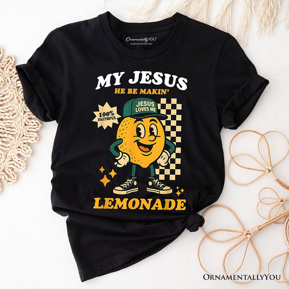 Life Gave Me Lemons Jesus Lemonade T-Shirt, Funny Christian Faith Retro Tee T-Shirts OrnamentallyYou Black XS 
