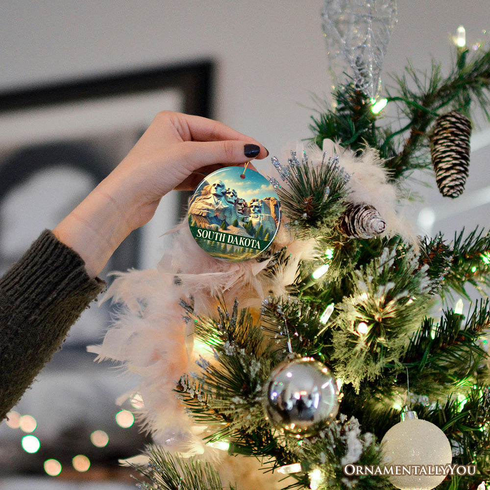 Majestic South Dakota Mount Rushmore Christmas Ornament, Historic American Monument Travel Gift and Keepsake