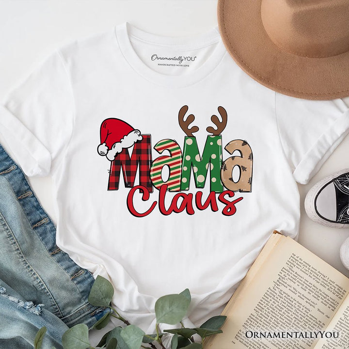 Mama Claus Retro Christmas T-Shirt, Matching Family Holiday Tee T-Shirts OrnamentallyYou White XS 