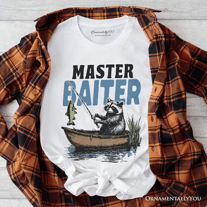 Master Baiter Fishing T-Shirt, Funny Raccoon Father Vintage Tee
