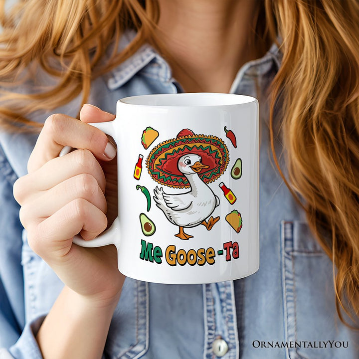 Me Goose-Ta Personalized Mug, Mexican Sombrero Goose Gift With Custom Name Personalized Ceramic Mug OrnamentallyYou 