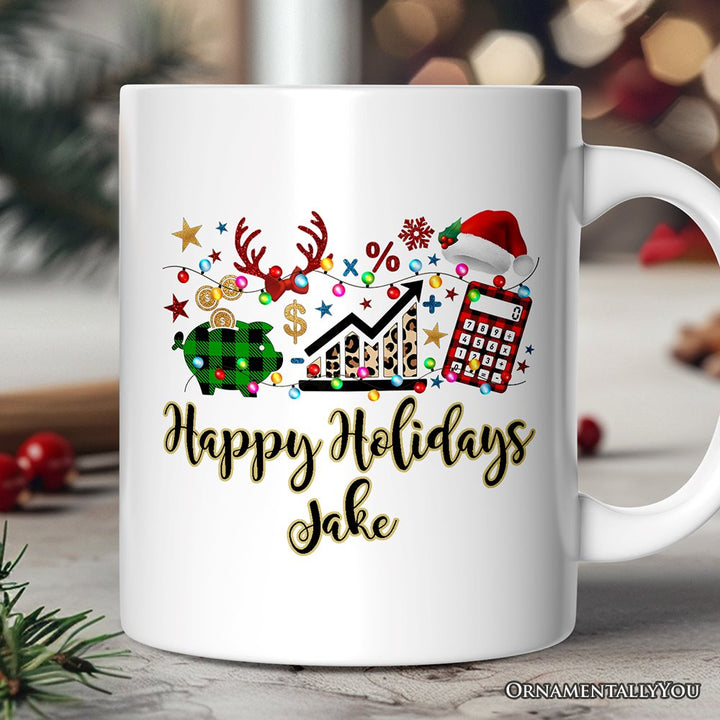 Personalized Mug Finance Professional Buffalo Plaid Christmas, Custom Accountant and Financial Advisor Gift Personalized Ceramic Mug OrnamentallyYou 