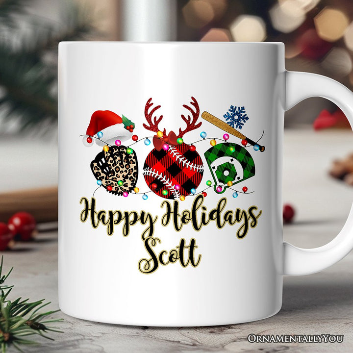 Personalized Mug Baseball Buffalo Plaid Christmas, Team and Coaches Gift Personalized Ceramic Mug OrnamentallyYou 