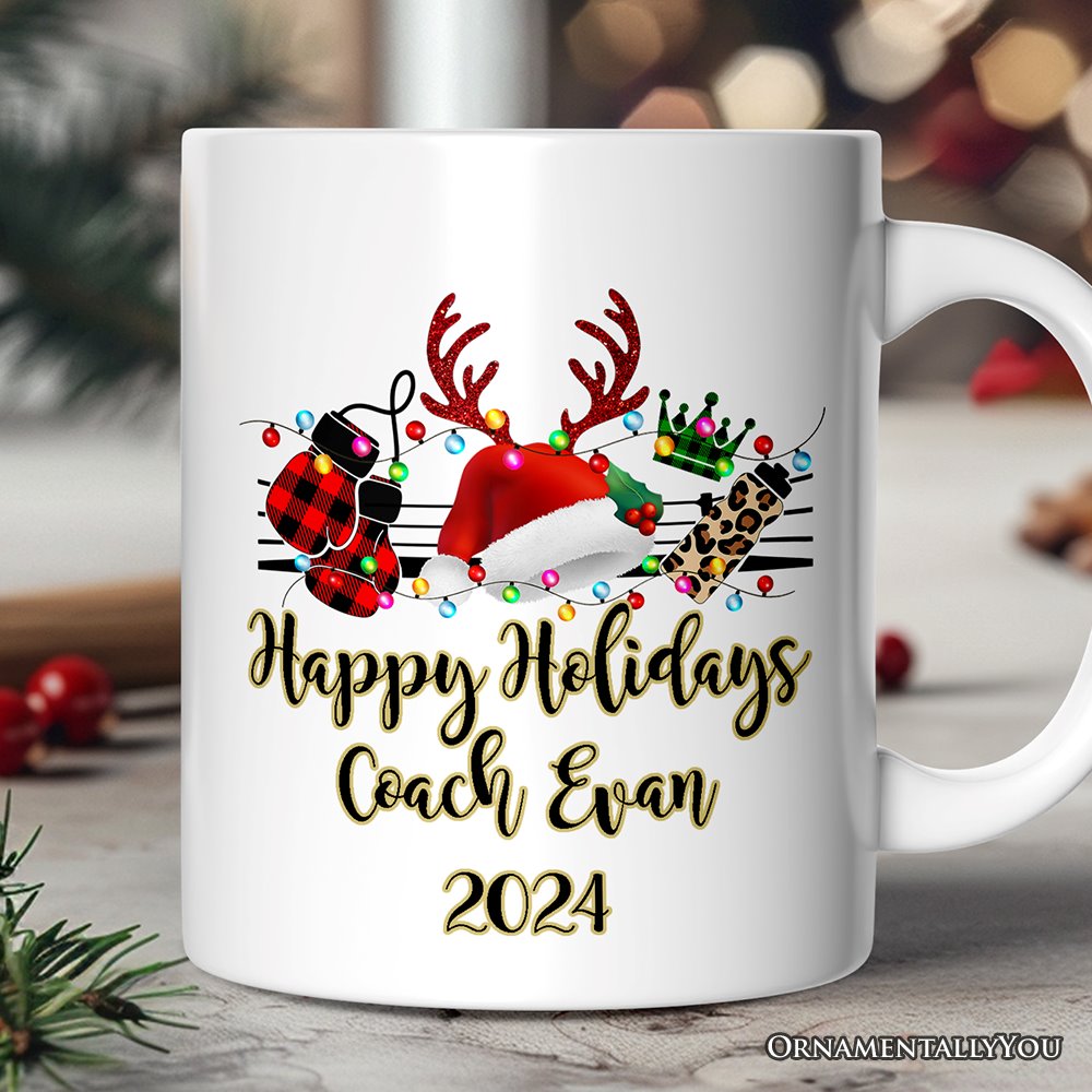 Personalized Mug Boxing Buffalo Plaid Christmas, Team and Coaches Gift Personalized Ceramic Mug OrnamentallyYou 