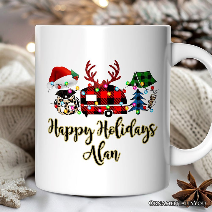 Personalized Mug Camp Buffalo Plaid Christmas, Camping Friends Gift Personalized Ceramic Mug OrnamentallyYou 