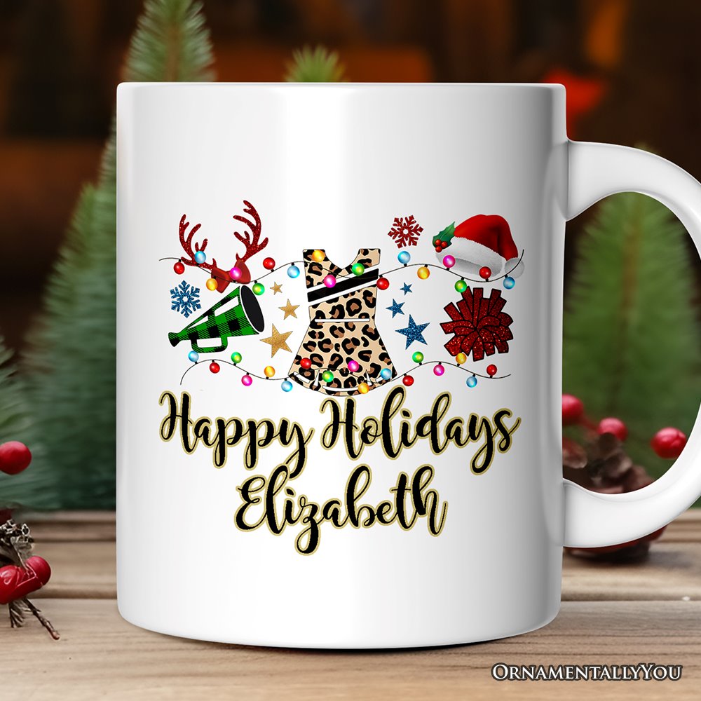 Personalized Mug Cheerleader Buffalo Plaid Christmas, Cheer Mom Gift Personalized Ceramic Mug OrnamentallyYou 