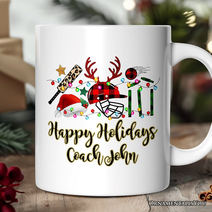 Personalized Mug Cricket Buffalo Plaid Christmas, Team and Coaches Gift Personalized Ceramic Mug OrnamentallyYou 