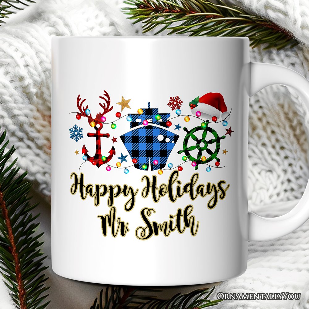 Personalized Mug Cruise Vacation Buffalo Plaid Christmas Gift Personalized Ceramic Mug OrnamentallyYou 