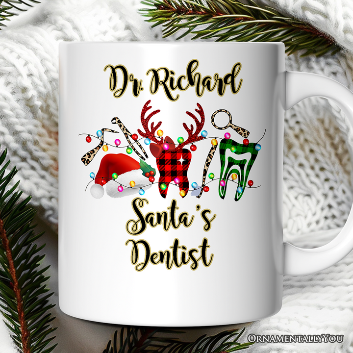 Personalized Mug Dentist Buffalo Plaid Christmas, Dental Gift