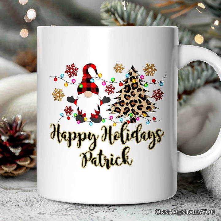 Personalized Mug Gnome Buffalo Plaid Christmas Gift Personalized Ceramic Mug OrnamentallyYou 