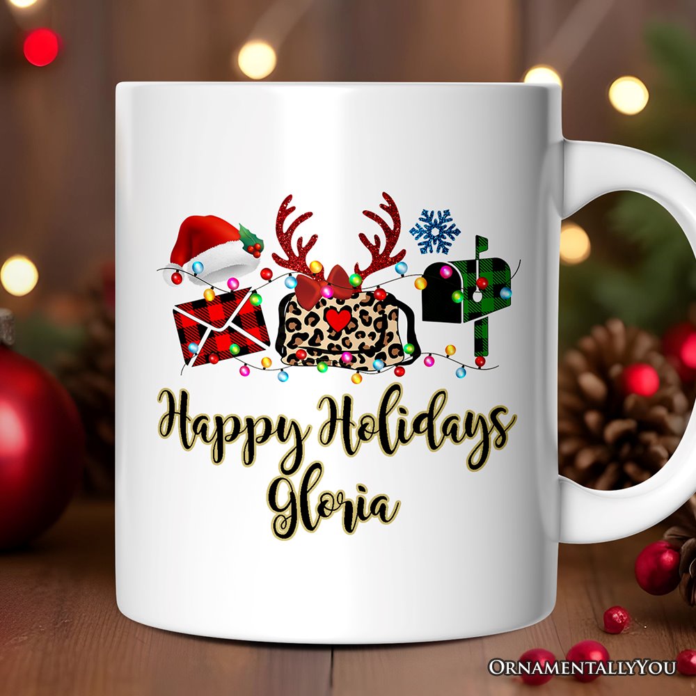 Personalized Mug Postal Worker Buffalo Plaid Christmas Gift Personalized Ceramic Mug OrnamentallyYou 