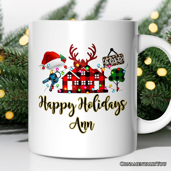 Personalized Mug Realtor Buffalo Plaid Christmas, Gift From Customers Personalized Ceramic Mug OrnamentallyYou 