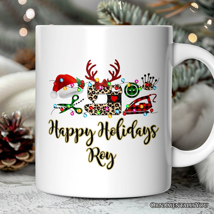 Personalized Mug Sewing Buffalo Plaid Christmas, Clothing Stylist Gift Personalized Ceramic Mug OrnamentallyYou 