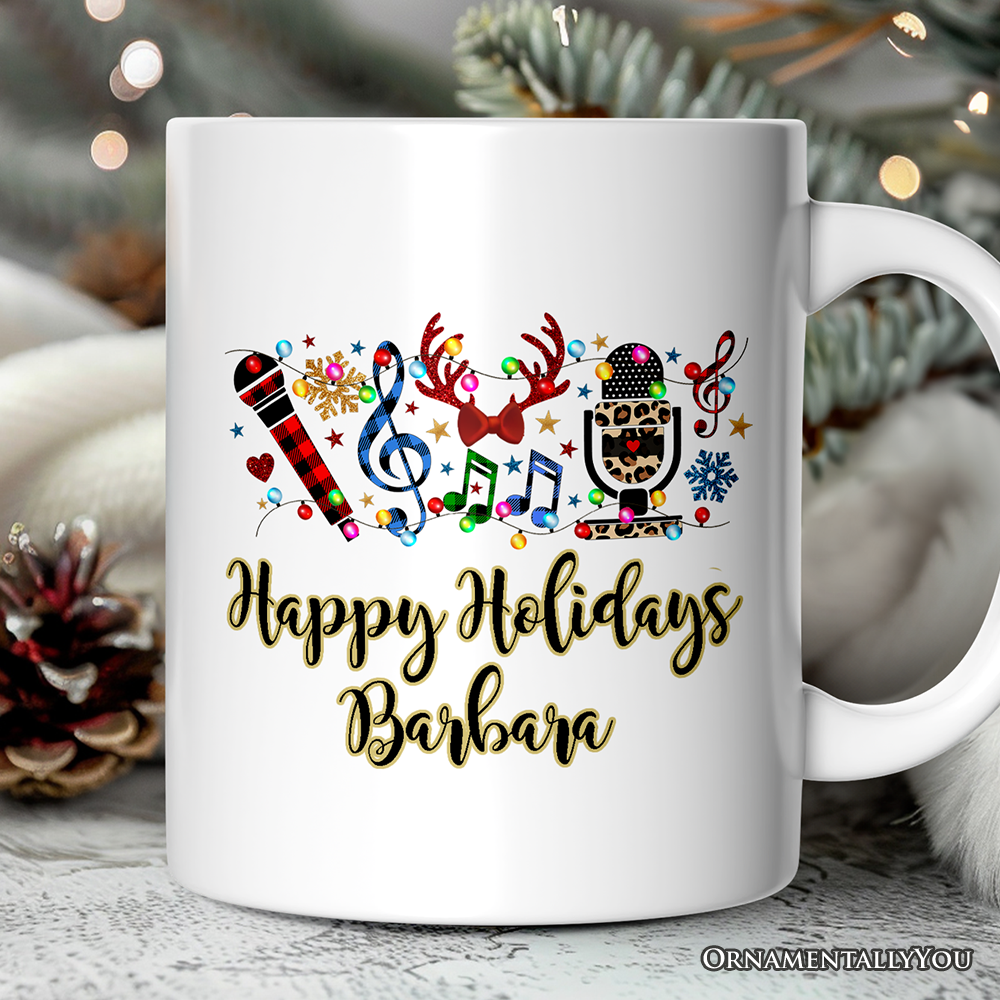 Personalized Mug Singers Buffalo Plaid Christmas, Microphone Gift