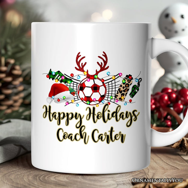 Personalized Mug Soccer Buffalo Plaid Christmas, Team and Coaches Gift Personalized Ceramic Mug OrnamentallyYou 