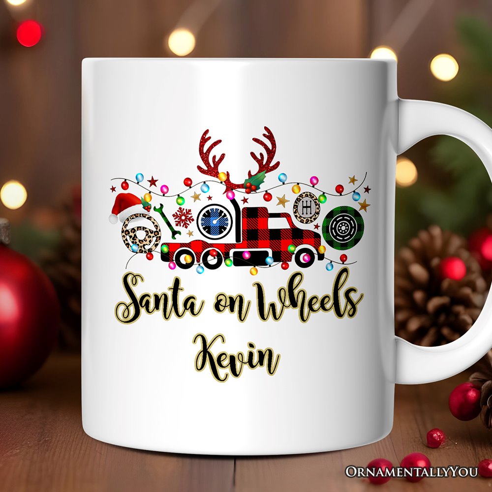 Personalized Mug Truck Driver and Logistics Buffalo Plaid Christmas, Freight Delivery and Dispatcher Gift Personalized Ceramic Mug OrnamentallyYou 