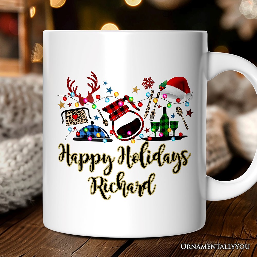 Personalized Mug Waitress Buffalo Plaid Christmas Gift Personalized Ceramic Mug OrnamentallyYou 