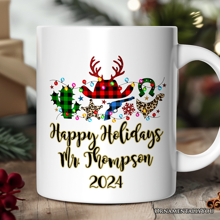 Personalized Mug Buffalo Plaid Gunslinger Western Cowboy Style Christmas