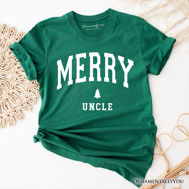 Merry Uncle Retro Christmas T-Shirt, Matching Family Holiday Tee