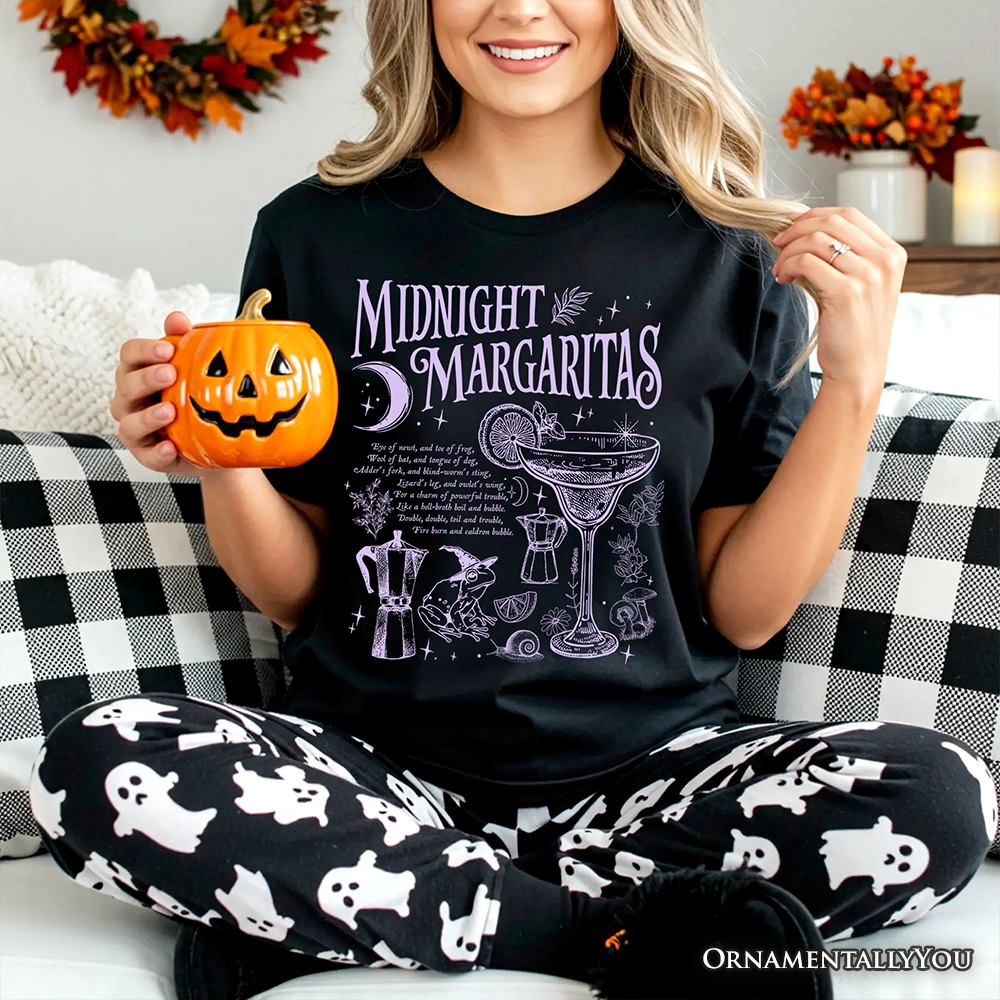 Midnight Margaritas Halloween T-Shirt, Whimsical Tee for Drinking Witches