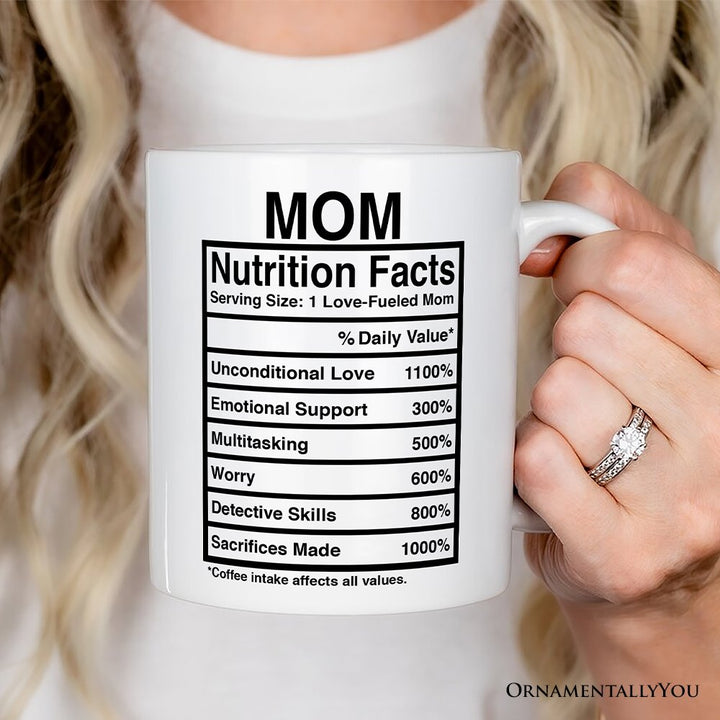 Mom Nutrition Facts Personalized Mug, Birthday Gift With Custom Names and Percentages Personalized Ceramic Mug OrnamentallyYou 