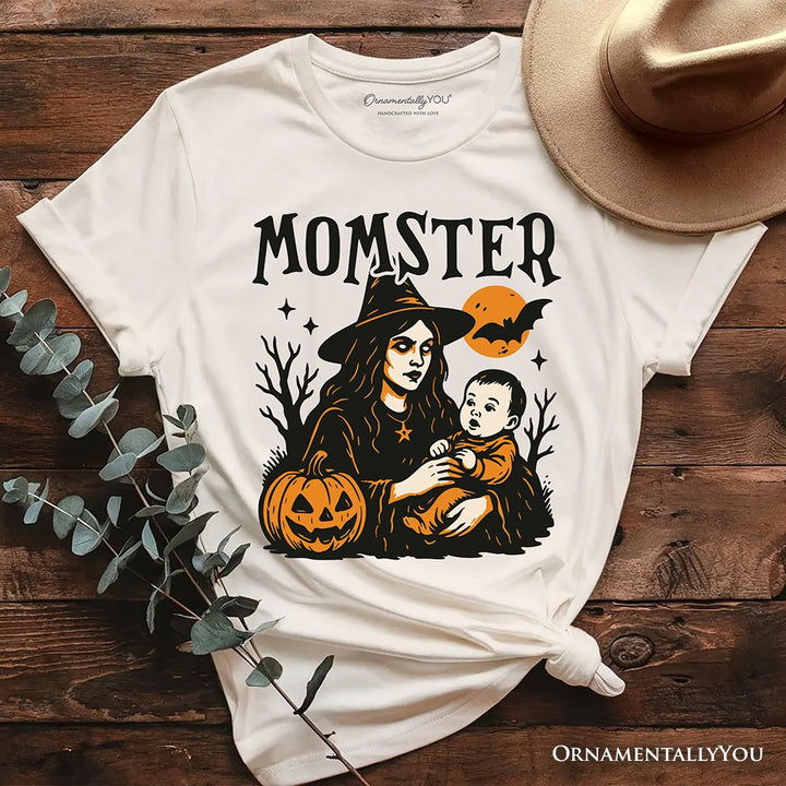 Momster T-Shirt for Spooky Season, Witchy Halloween Tee for Moms T-Shirts OrnamentallyYou Natural XS 