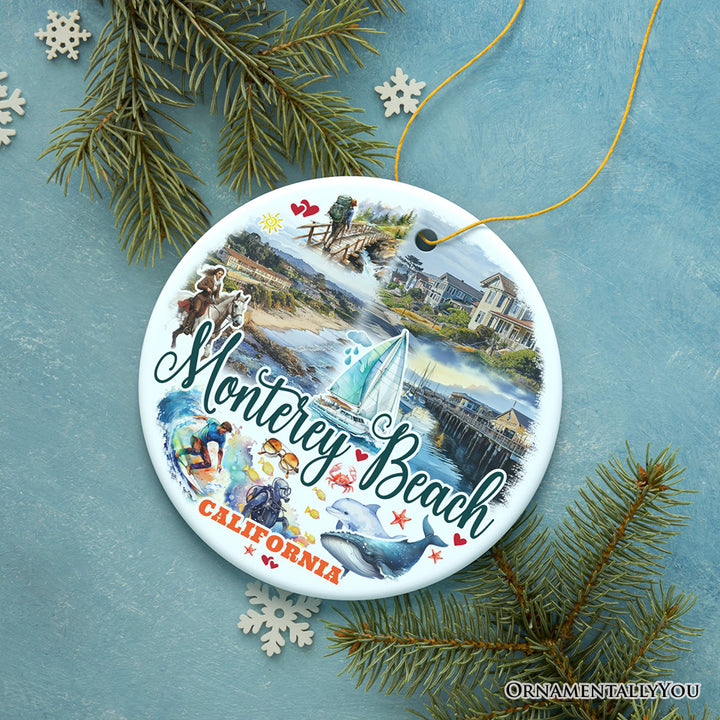 Monterey Beach Artistic Christmas Ornament, California Coastal Marine Life Decoration
