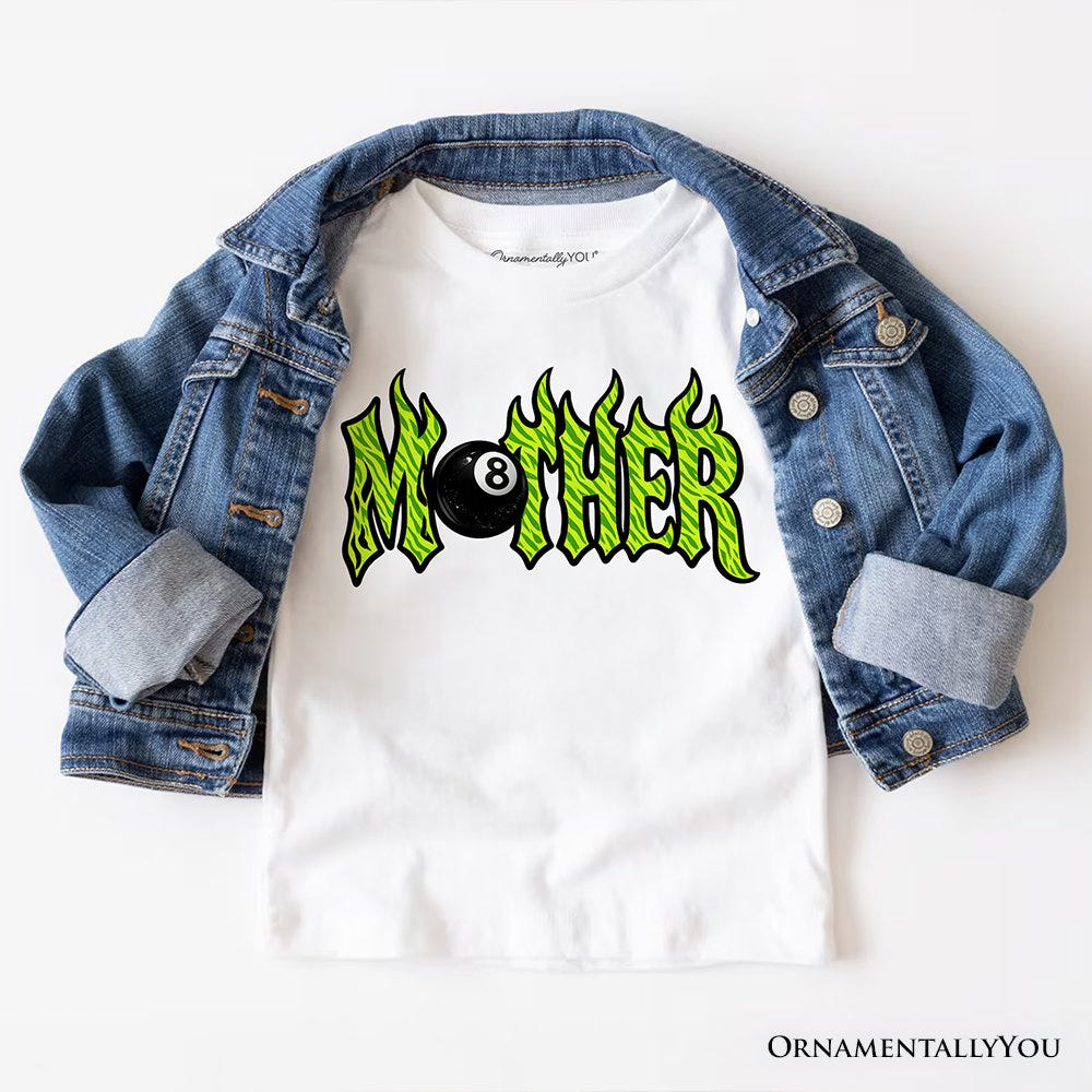 Mother 8 Ball Retro T-Shirt, Trendy Cool Mama Tee T-Shirts OrnamentallyYou White XS 