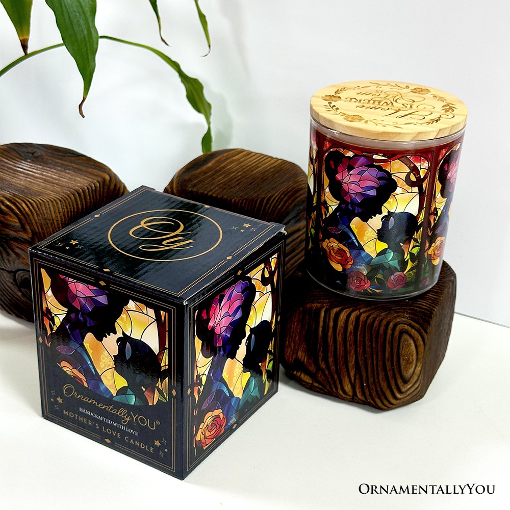 Mother and Child Faux Stained Glass LED Tea Light Candle, Charming Tabletop Decor With Soft Glow Candles OrnamentallyYou 