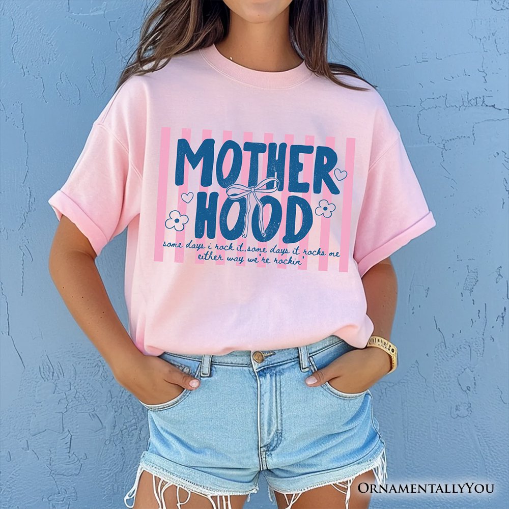 Motherhood Striped T-Shirt, Rockin' Trendy Preppy Mom Tee T-Shirts OrnamentallyYou 
