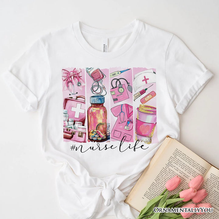 Nurse Life T-Shirt, White and Natural Medical Essentials Tee for Coquette Nurses T-Shirts OrnamentallyYou White XS 