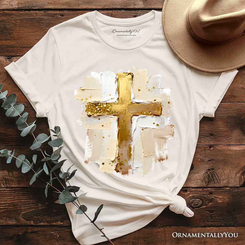 Oil Brushstroke Cross T-Shirt, Christian Faith Jesus Easter Tee