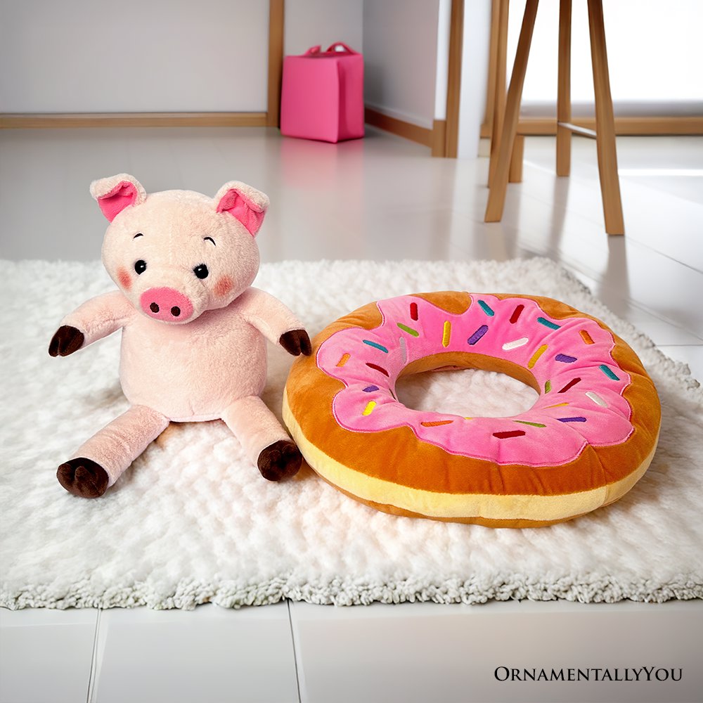 Ollie Oinker the Pig Plushie, Adorable 12" Donut Ring Stuffed Animal for Kids’ Gifts Plush Toys OrnamentallyYou 