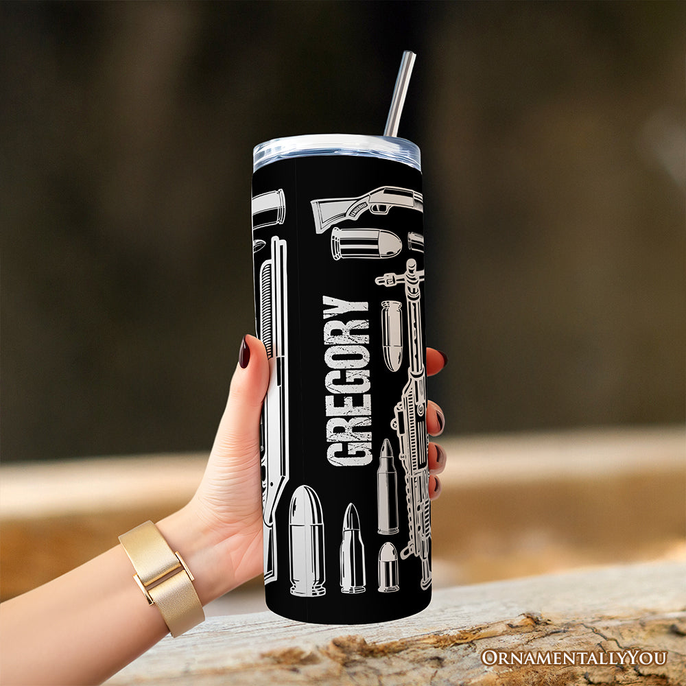 Patriotic 2nd Amendment 20oz Personalized Tumbler With Lid and Stainless Steel Straw, I Love One Woman and Guns Gift Cup