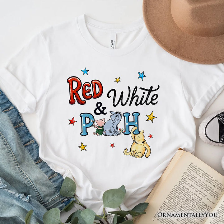 Patriotic 4th of July Red White & Proud T-Shirt, 1926 A.A. Milne Cute Winnie-the-Pooh USA Tee T-Shirts OrnamentallyYou White XS 