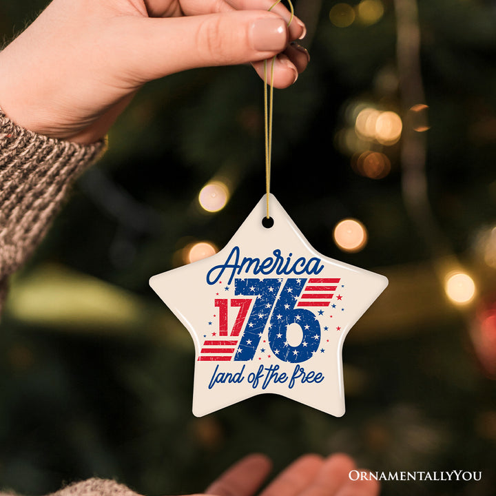 Patriotic America 1776-2026 Land of the Free Ornament, 250 Year Independence Day Celebration Keepsake