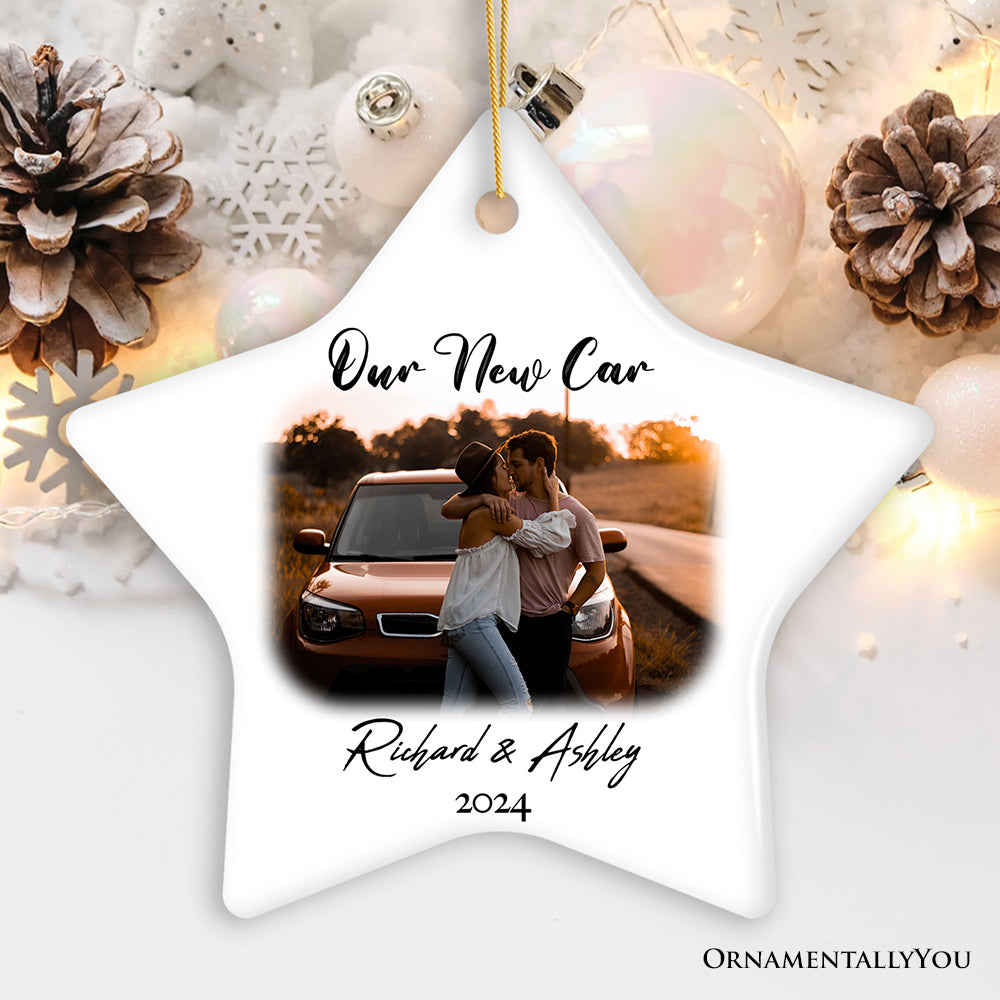 Personalized First Car Photo Ornament, New Driver Picture Custom Christmas Family Gift