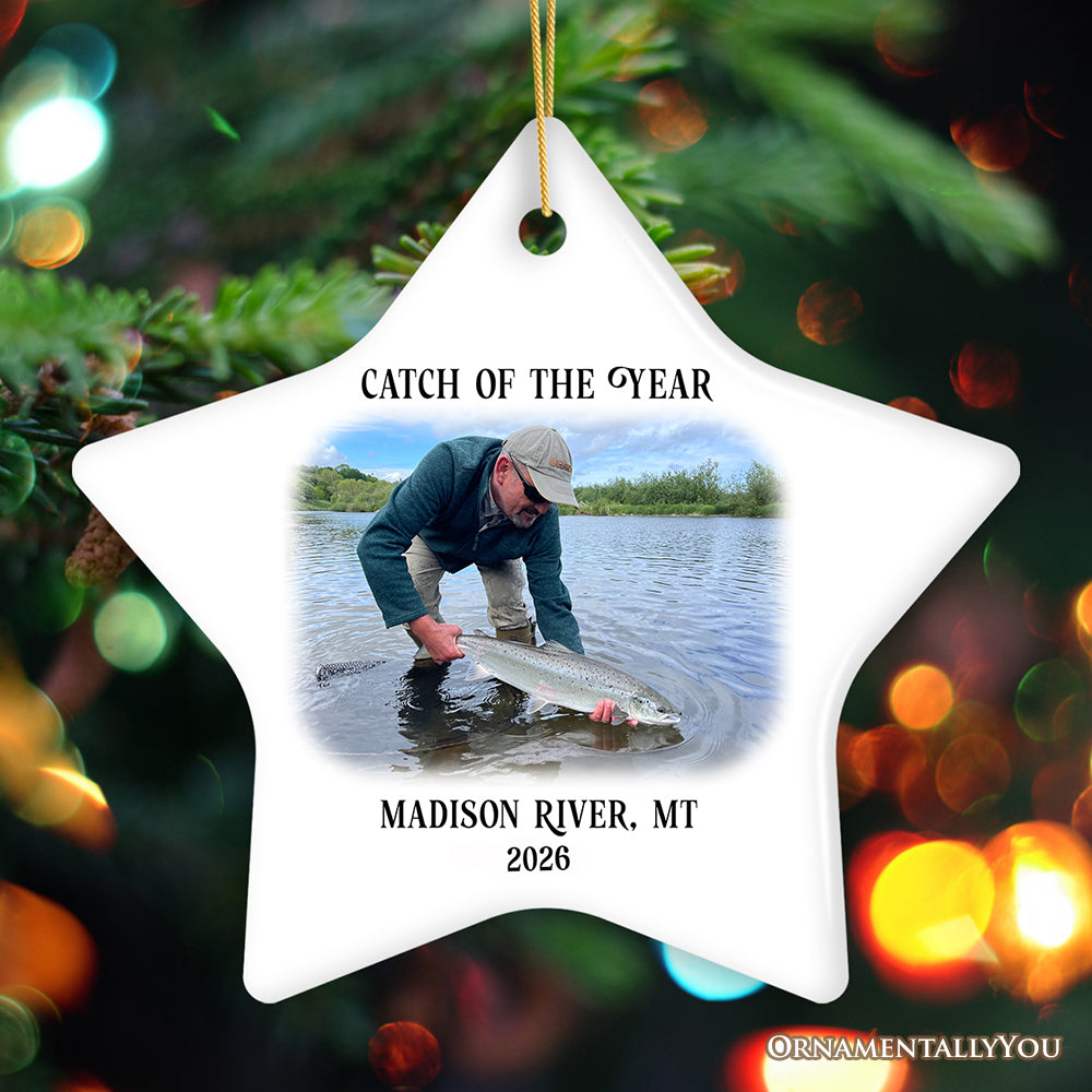 Personalized Fishing Keepsake Ornament Gift, Catch of the Year Photo
