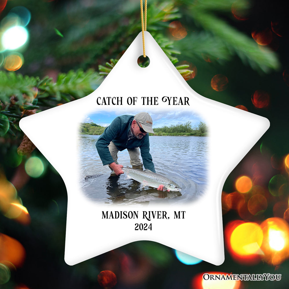 Personalized Fishing Keepsake Ornament Gift, Catch of the Year Photo