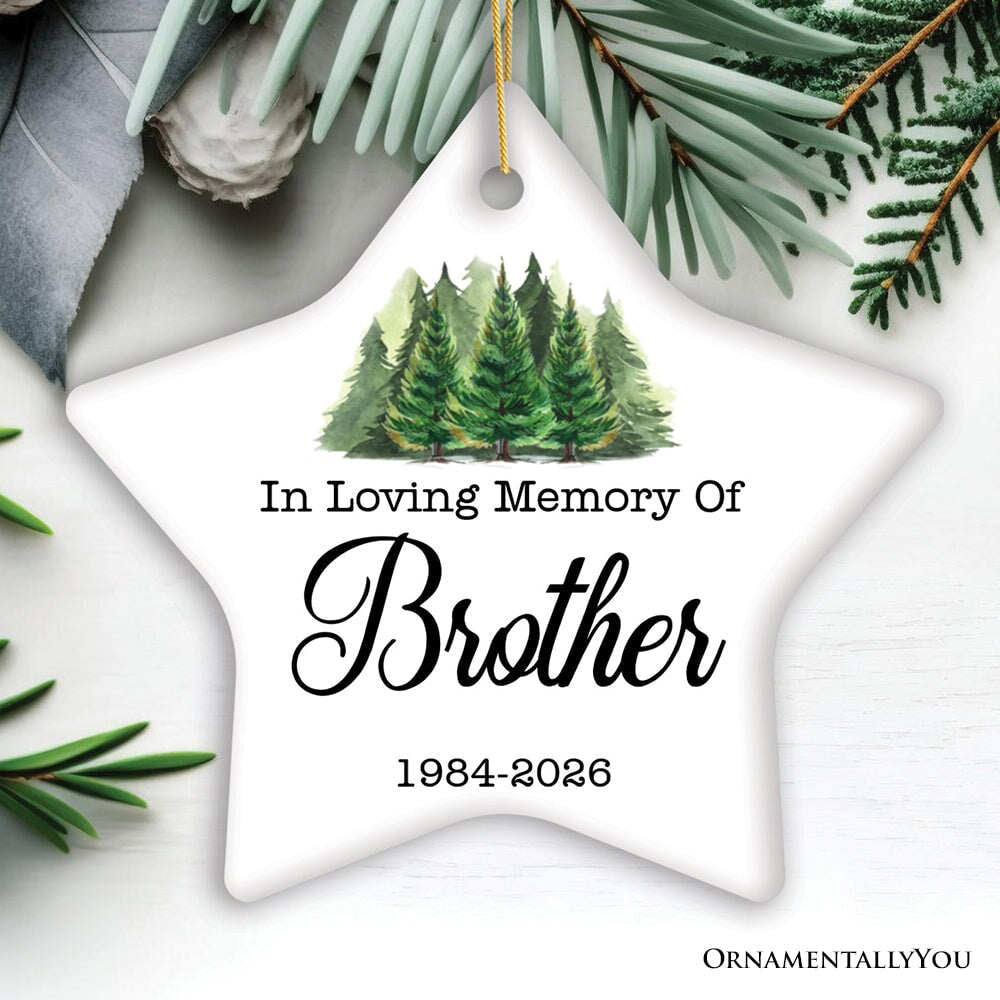 Personalized Memorial Minimalist Ornament, In Loving Memory Keepsake Gift Ceramic Ornament OrnamentallyYou Star 