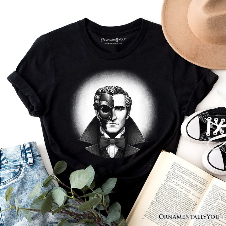 Phantom Opera Spooky Portrait T-Shirt, Horror Villain Theme Halloween Tee T-Shirts OrnamentallyYou Black XS 