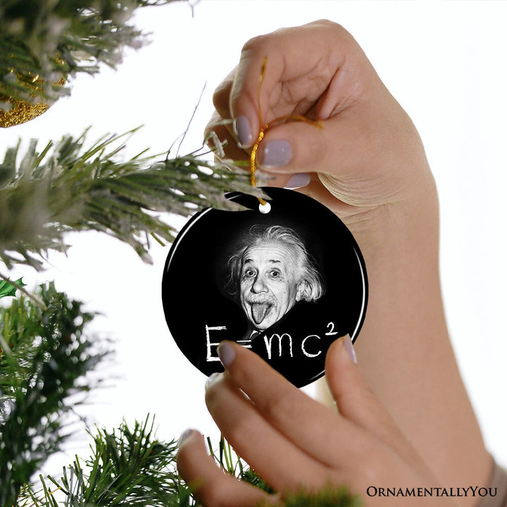 Physics Genius Albert Einstein Ceramic Ornament, Famous Equation E=mc² Keepsake and Decor Ceramic Ornament OrnamentallyYou 