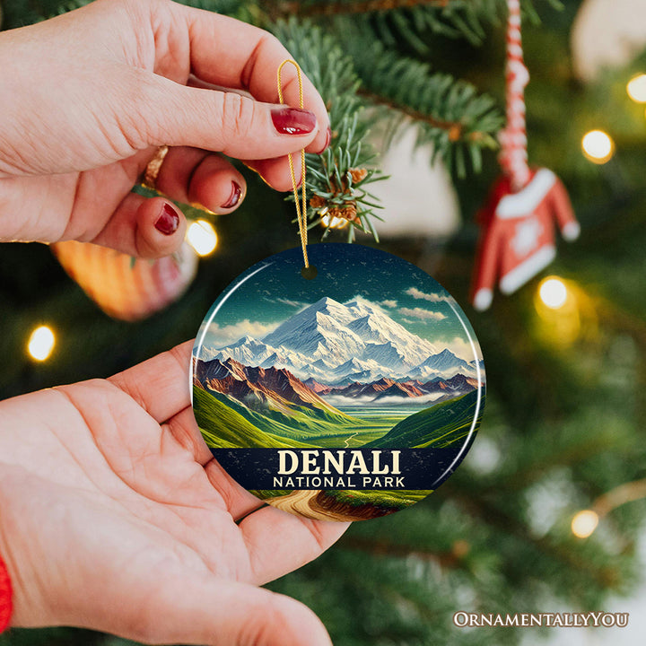 Picturesque Denali National Park Ornament, Alaska Majestic Range Christmas Gift and Nature Souvenir