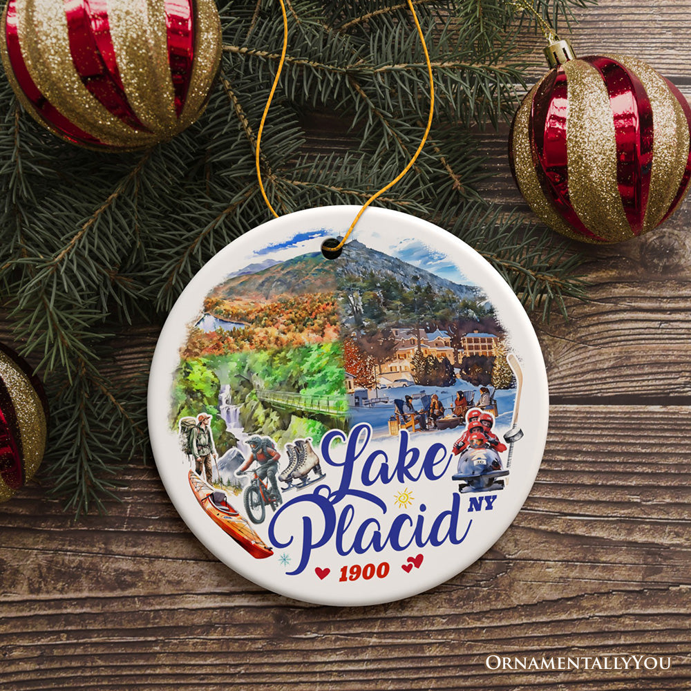 Picturesque Lake Placid Ornament, Charming New York Mountain Town Christmas Gift and Travel Souvenir