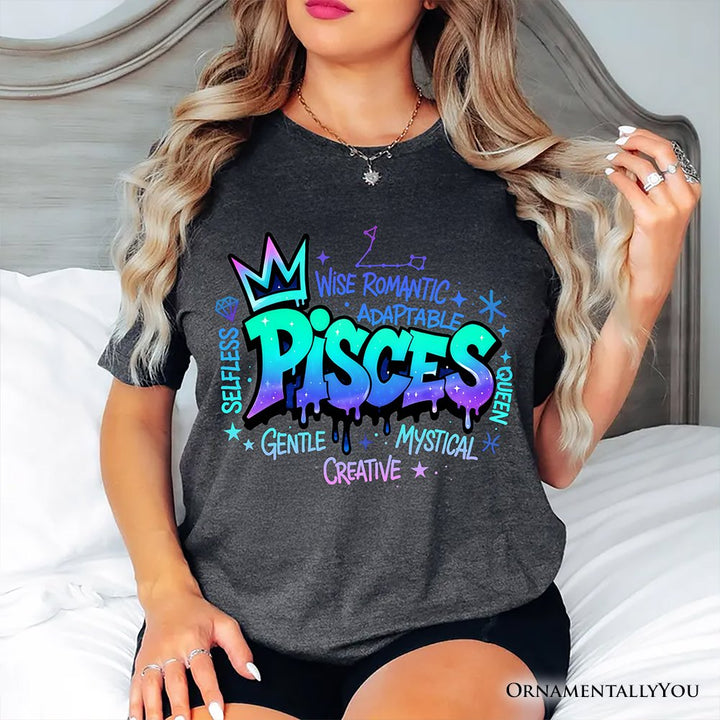 Pisces Graffiti Zodiac T-Shirt, Street Style Astrology Horoscope Tee T-Shirts OrnamentallyYou 
