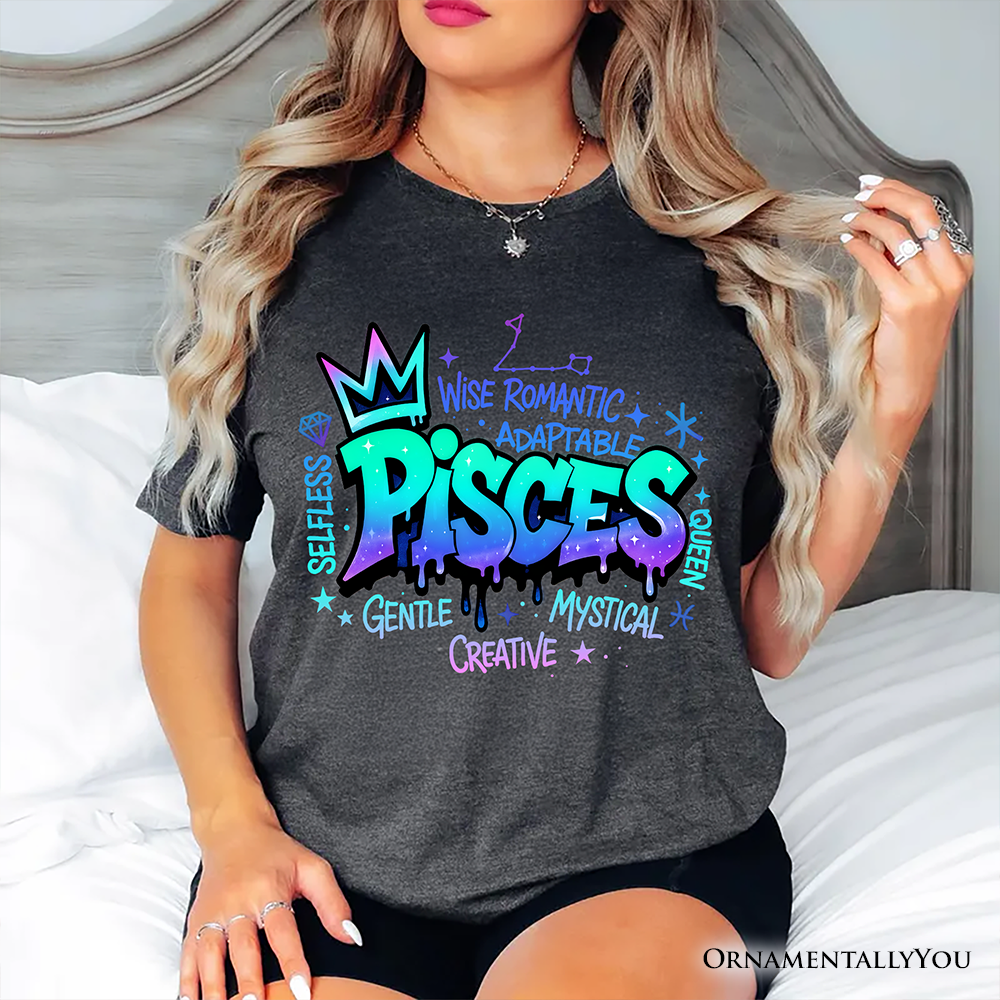 Pisces Graffiti Zodiac T-Shirt, Street Style Astrology Horoscope Tee