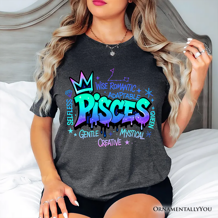 Pisces Graffiti Zodiac T-Shirt, Street Style Astrology Horoscope Tee