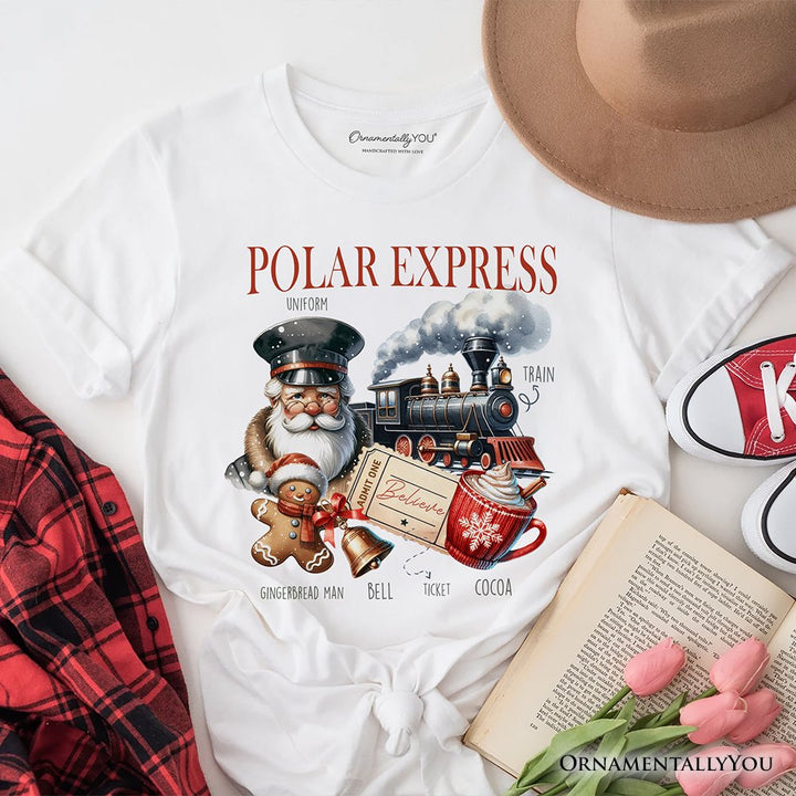 Polar Express Christmas T-Shirt, Vintage Holiday Santa Tee T-Shirts OrnamentallyYou White XS 