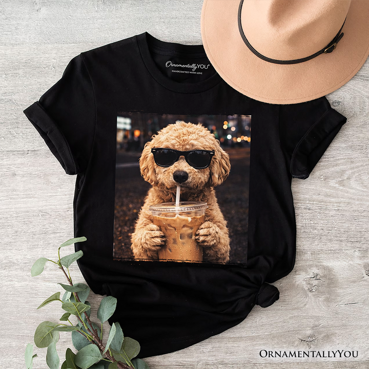 Poodle Shepherd Iced Coffee T-Shirt, Funny Dog Parents Tee